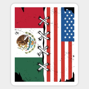 Proud Mexican American Heritage // Mexico & USA Flags Sticker